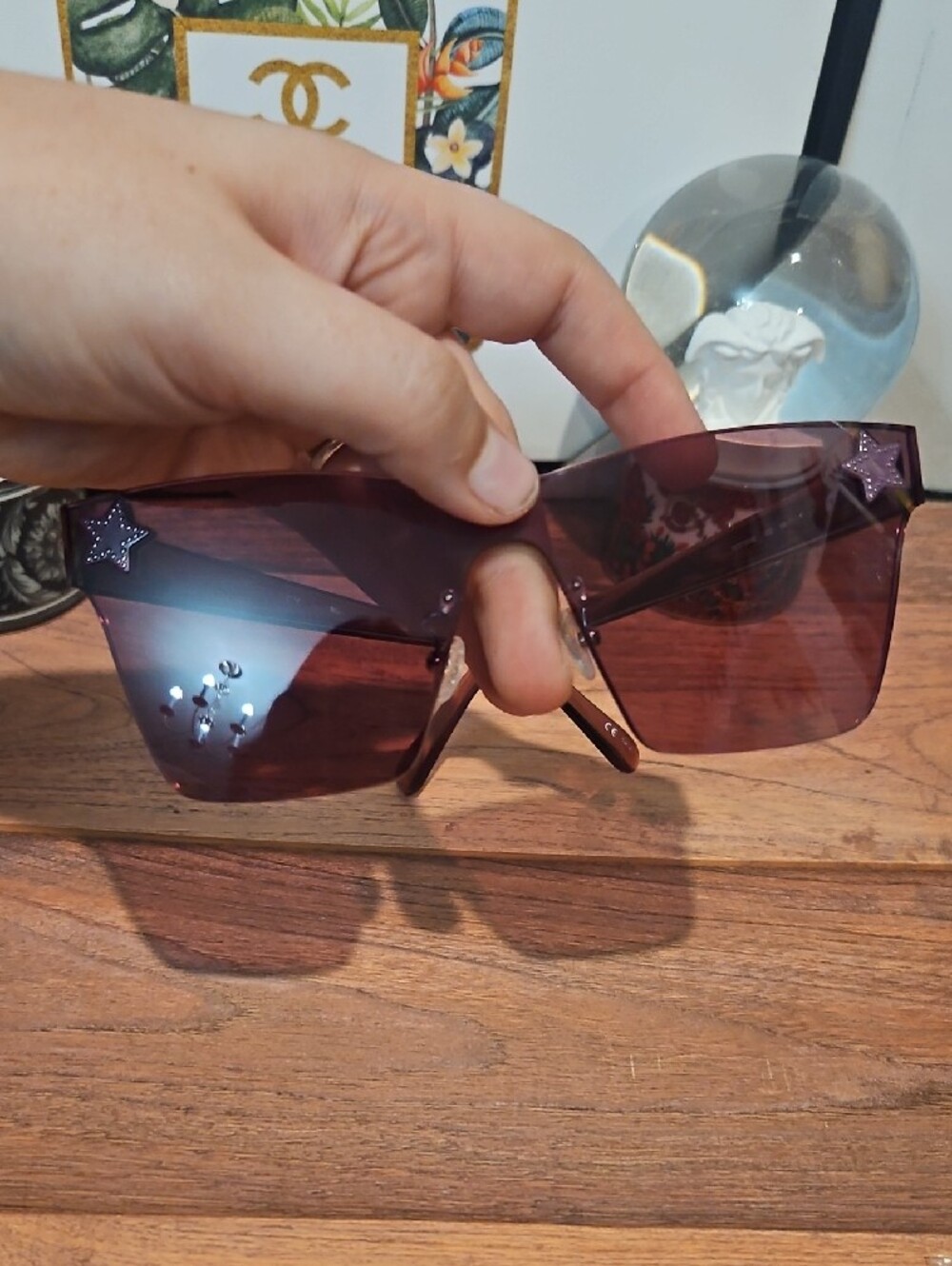 Stella McCartney Oversized Shield Sunglasses in Dark Burgundy - Picture 5 of 12